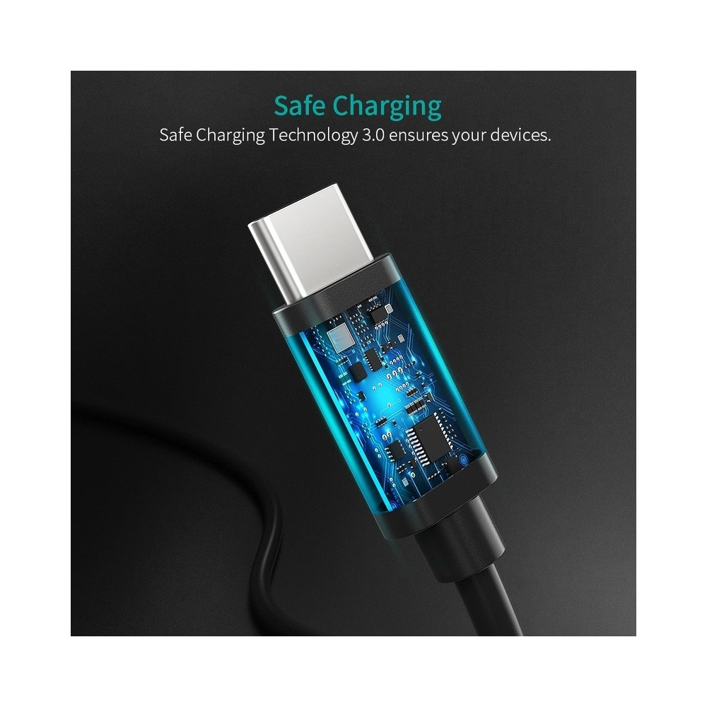 Choetech 6971824971514 CC0003 USB-c to USB-C Cable USB3.1 3A 60W 2M Black - Image 6