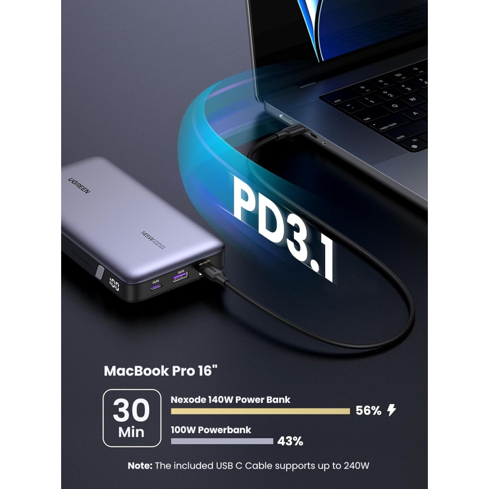 UGREEN 6941876213528 90597A 25000mAh PD 145W power Black - Image 3