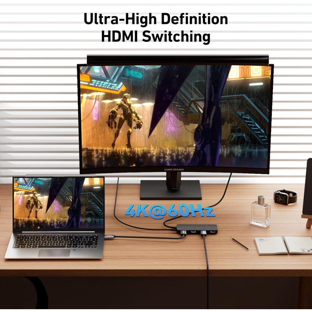 BENFEI B0D7HVR8XM 000365BK HDMI Switch 4 in 1 Out 4K@60Hz, 2K@144Hz, HDCP 2.3 【with Adaptive Equalization Support 30ft HDMI Transmit】 - Image 2