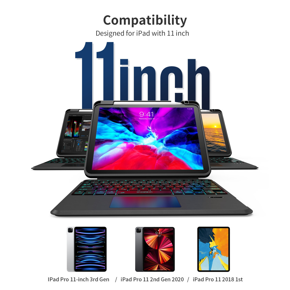 Choetech 6932112104625 BH-018 Wireless KB Case with Touchpad and backlight for iPad 11" - Image 7