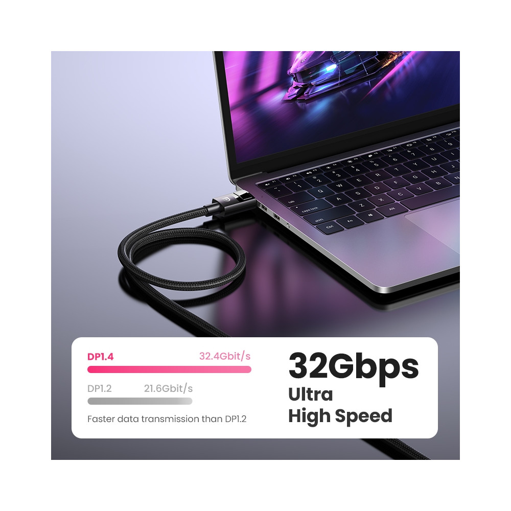 UGREEN 6957303883936 80393 DP V1.4 Male to Male Plastic Case Braided Cable 3m - Image 4