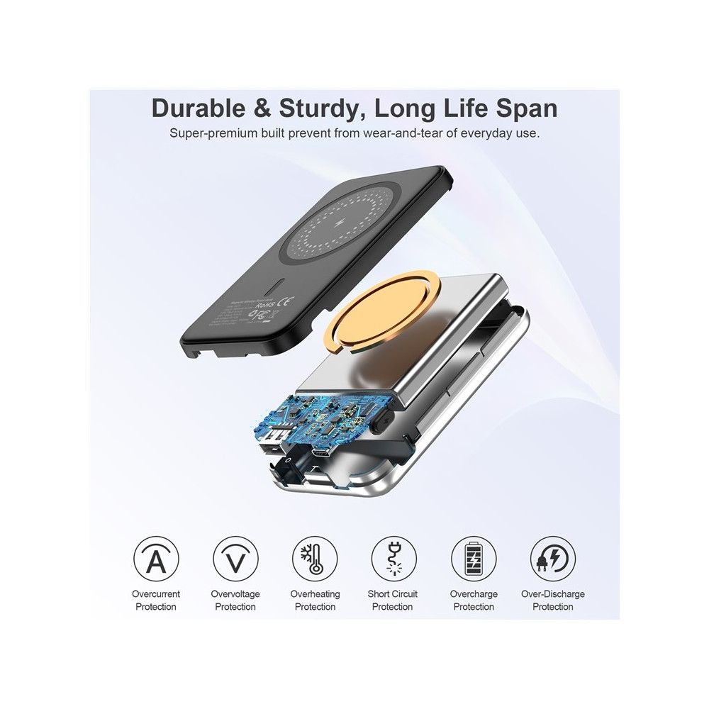 Choetech 6932112104779 B655-SL Magnetic Wireless Power Bank 10W, 5000mAh - Image 7