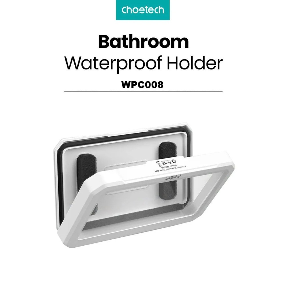 Choetech 6932112103765 WPC008 IPX7 Waterproof Phone Holder for Shower Bathroom 6.7" White - Image 1