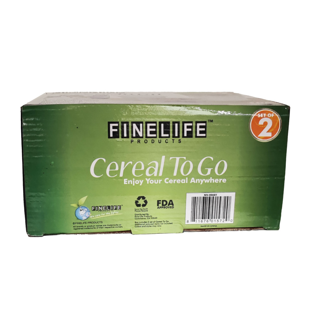 Unknown NV-00681 Finelife Cereal to Go Dual-Chambered Container with Folding Spoon