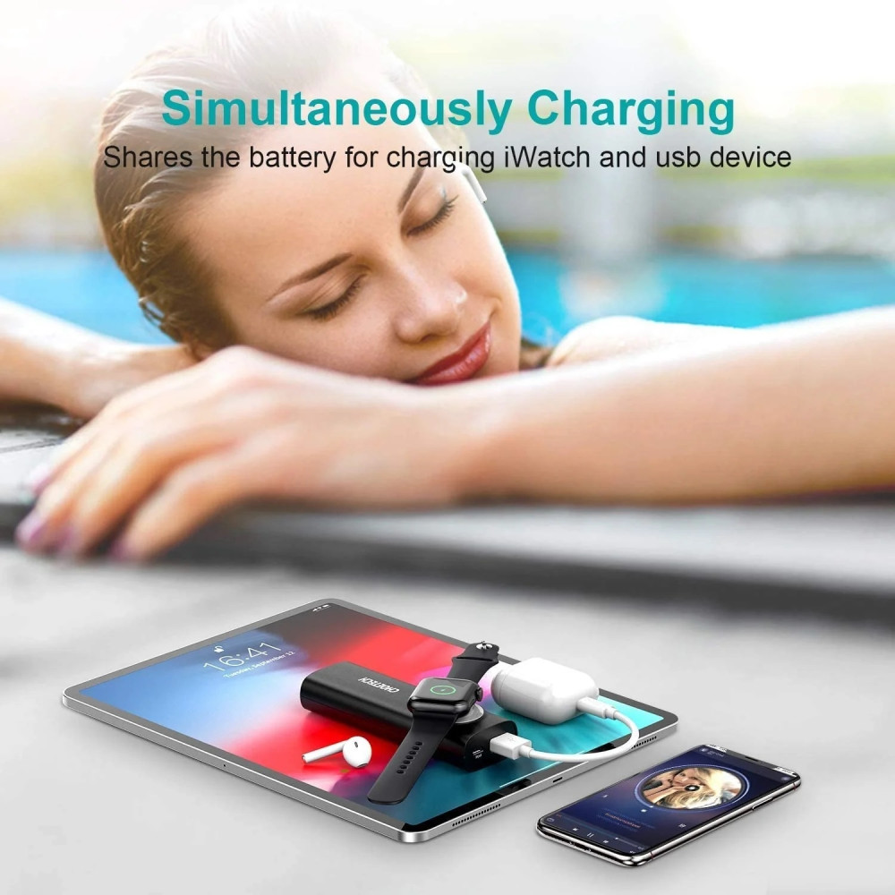Choetech 6971824970029 T315 5000mAh 2-in-1 Power Bank MFi Certified for Apple Watch and Phone - Image 4