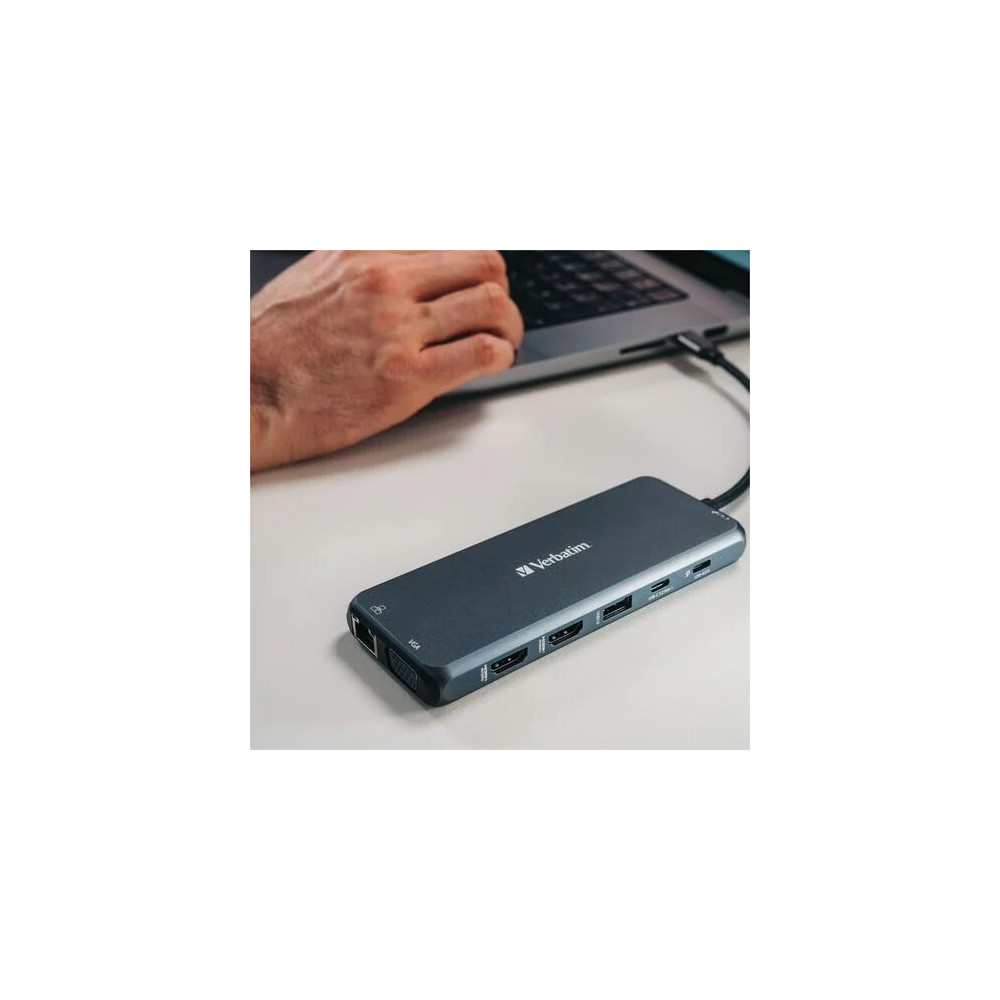 Verbatim 32154 USB Type C Docking Station for Monitor - Charging Capability - Memory Card Reader - SD - 3 Displays Supported - Full HD, 4K - 1920 x 1080, 3840 x 2160 - 7 x USB Ports - 2 x USB 2.0 - 5 x USB Type-A Ports - USB Type-A - 2 x USB Typ - Image 8