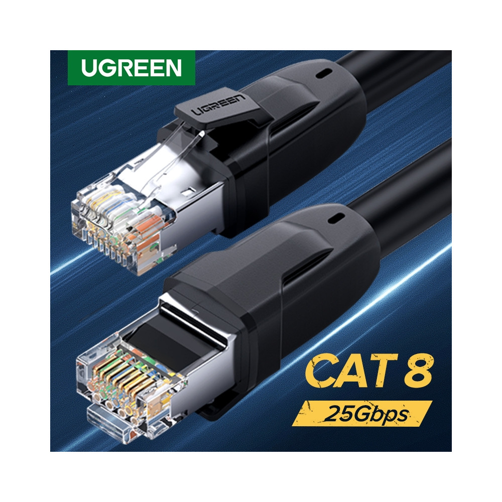 UGREEN 6957303873296 70329 Cat8 Cable - Pure Copper Patch Cord 2M (Black) - Image 1