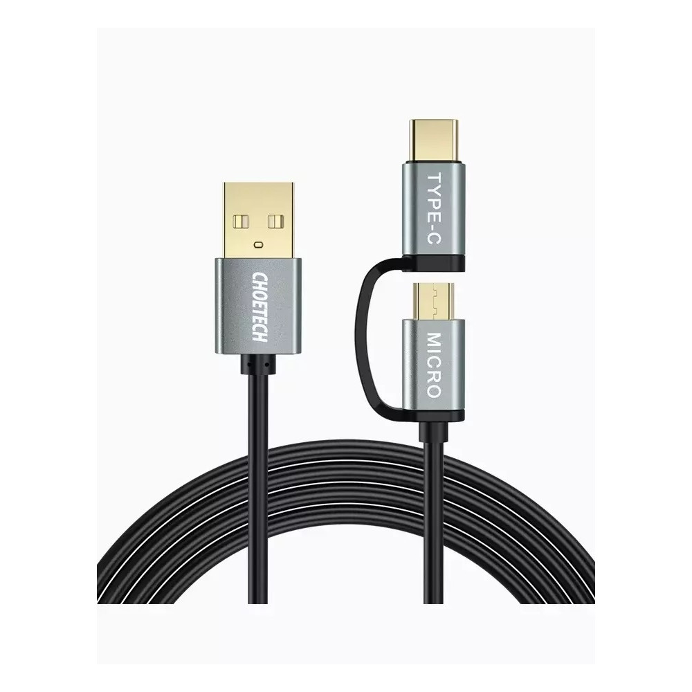 Choetech 6971824971330 XAC-0012 2-in-1 USB-C + Micro USB Cable 1.2m Charge Sync for Samsung - Image 2