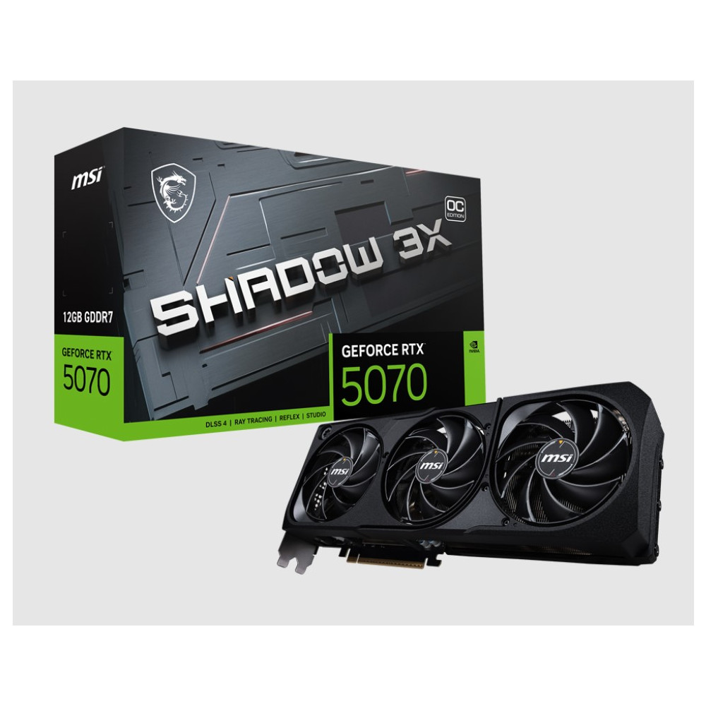 MSI GEFORCE RTX 5070 12G SHADOW 3X OC nVidia GeForce RTX™ 5070 12G SHADOW 3X OC, PCI Express Gen 5, Boost: 2542 MHz, CUDA 6144 Units, 12GB GDDR7, HDMI™ x 1 - Image 1