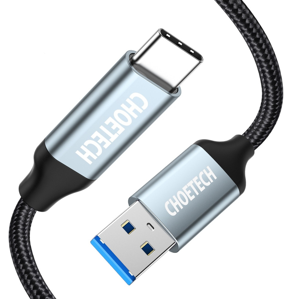 Choetech 6971824971316 AC0007-102GY USB3.0 to USB-C Braided Cable 2M - Image 1