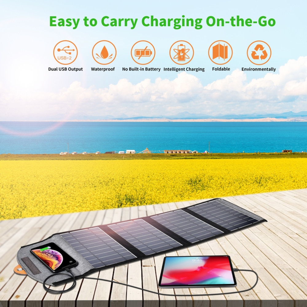 Choetech 6971824973006 SC005 22W Portable & Foldable Solar Charger (4 Solar Pannels + 2 USB Ports) - Image 6