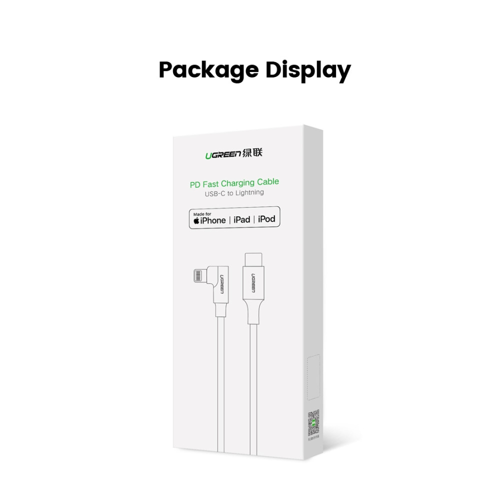 UGREEN 6957303867639 60763 USB-C to Lightning 90 Degree Cable 1M - Image 4