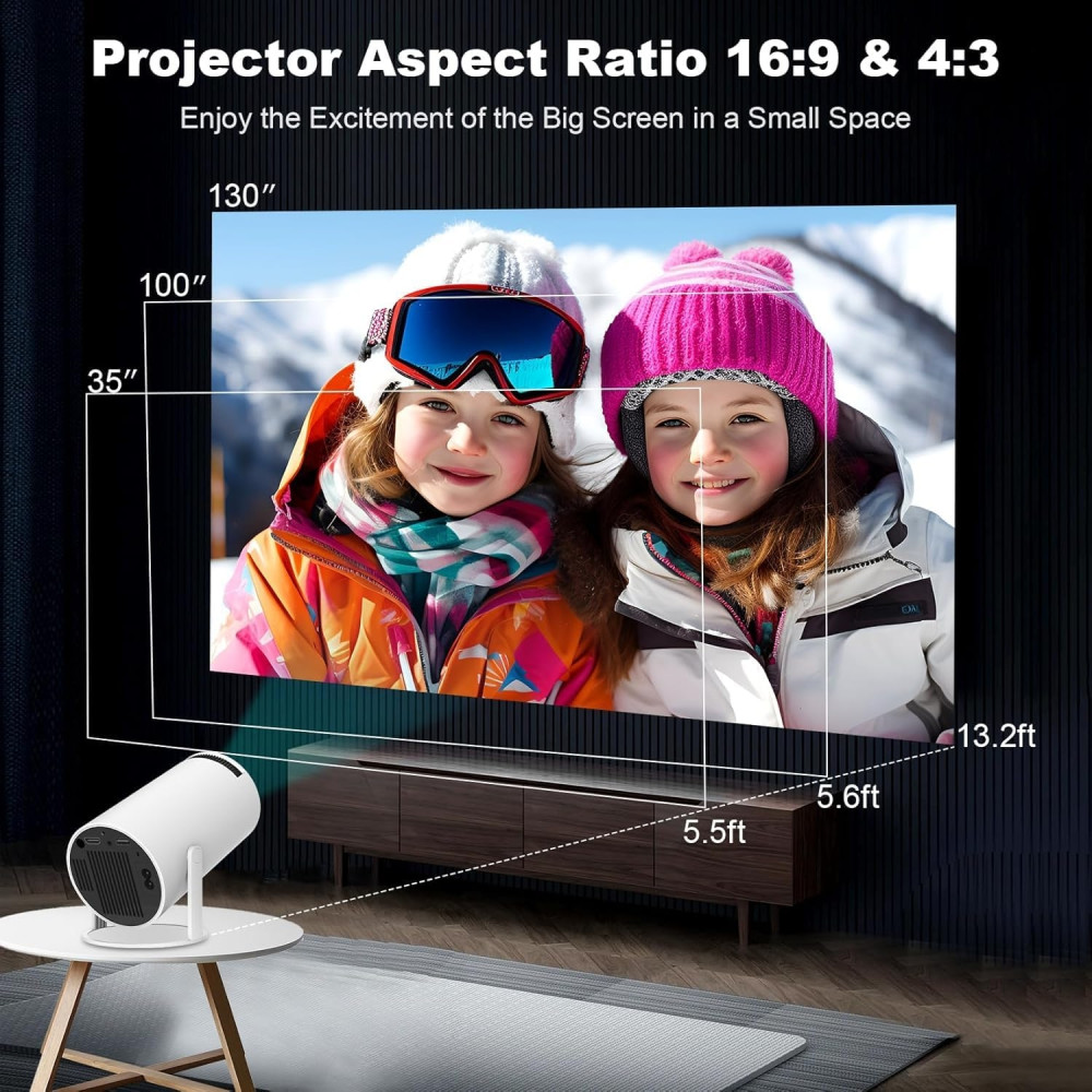 Topleo 5712447634711 HY300 Pro Smart Mini Projector – 720P HD, Android 11, Dual-Band WiFi6, Hi-Fi Speaker, Portable Home Cinema - Image 3