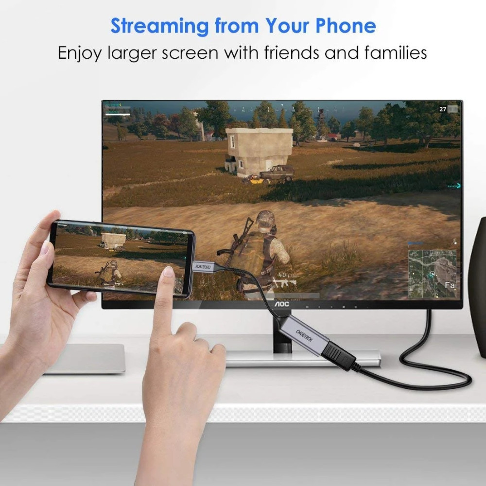 Choetech 6932112111739 HUB-H21 USB-C to HDMI 4k@60Hz Braided Video Cable Cord Adapter - Image 3