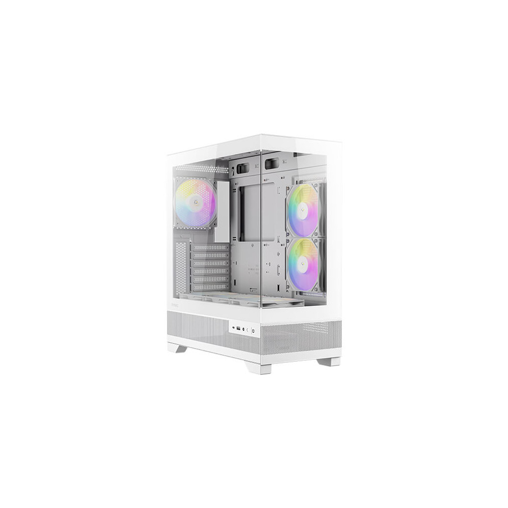 Antec CX700 ARGB WHITE CX700 ARGB - White, Mid Tower, ATX/Micro-ATX/ITX, 270° Tempered Glass, USB-C, 3× ARGB PWM Fans, 360mm Radiator, 1Yr Wty - Image 1