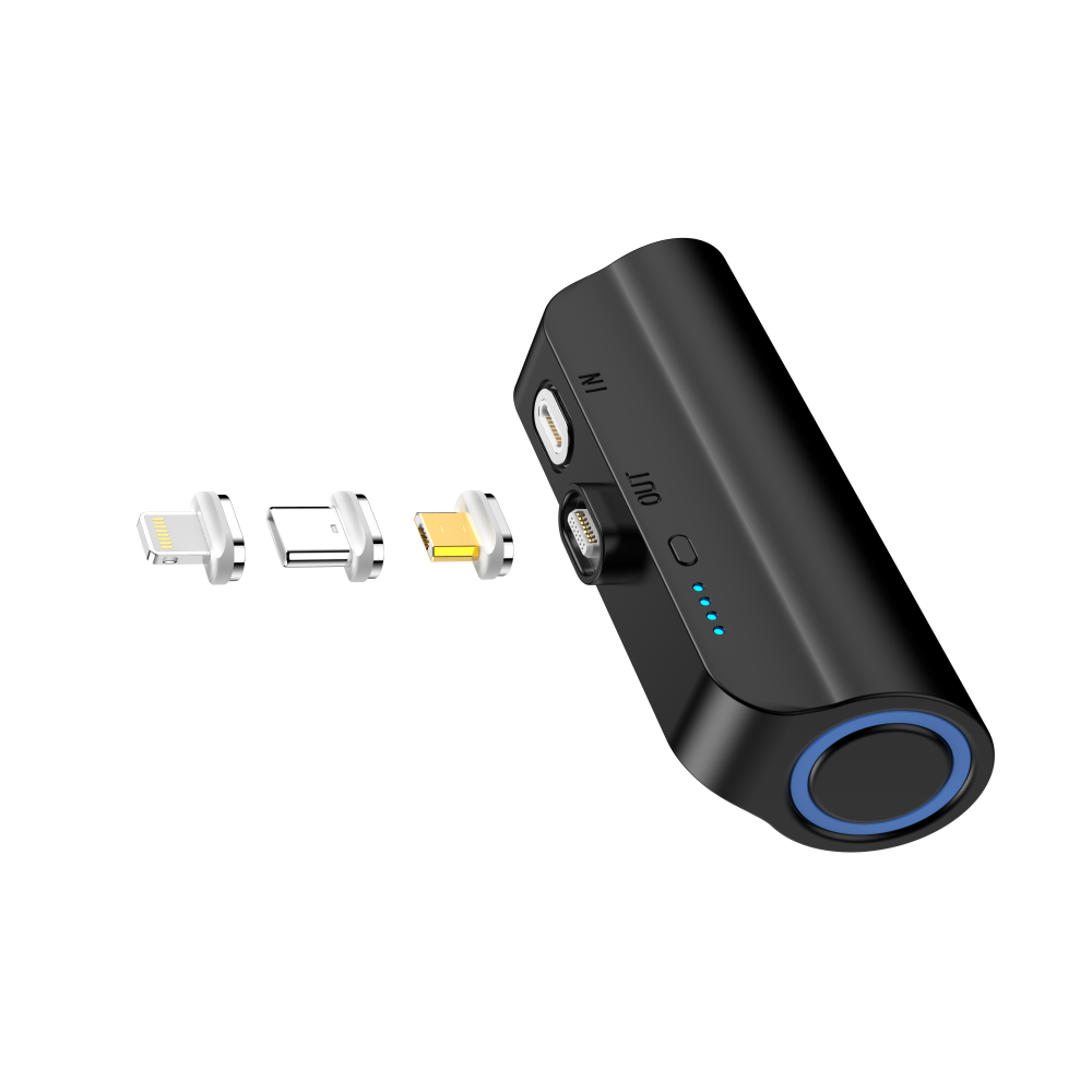 Choetech 6932112104267 B660-BK 3000mAh Mini Power Bank - with 3 Magnetic Connectors - Black - Image 1