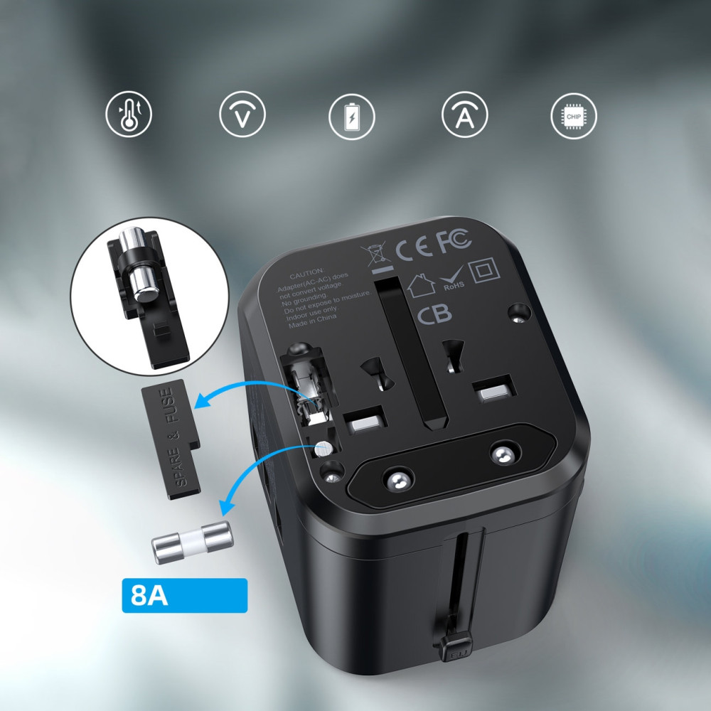 Choetech 6932112102010 PD5008 GaN 30W 1 x USB-C+ 3 x USB-A Fast Universal Travel Wall Charger - Image 6