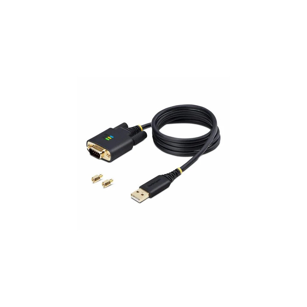 StarTech 1P3FFCB-USB-SERIAL 3ft (1m) USB to Serial Adapter Cable, COM Retention, FTDI IC, DB9 RS232, Interchangeable DB9 Screws/Nuts, Windows/macOS/Linux - Add a DB9 RS-232 serial port to a desktop/laptop using a USB-A port; Interchangeable Scre - Image 2