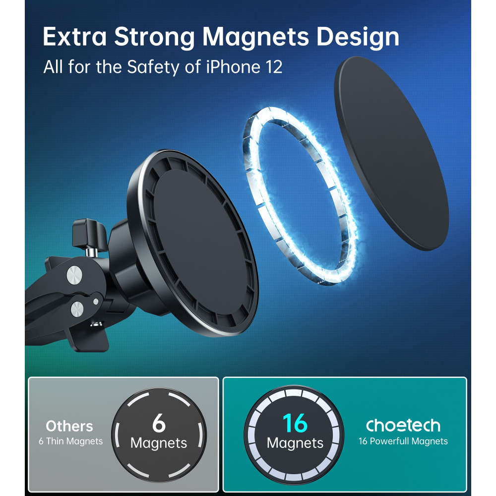 Choetech 6971824979428 AT0004 Magnetic Car Phone Mount Air Vent Holder for iPhone/smart phone - Image 9