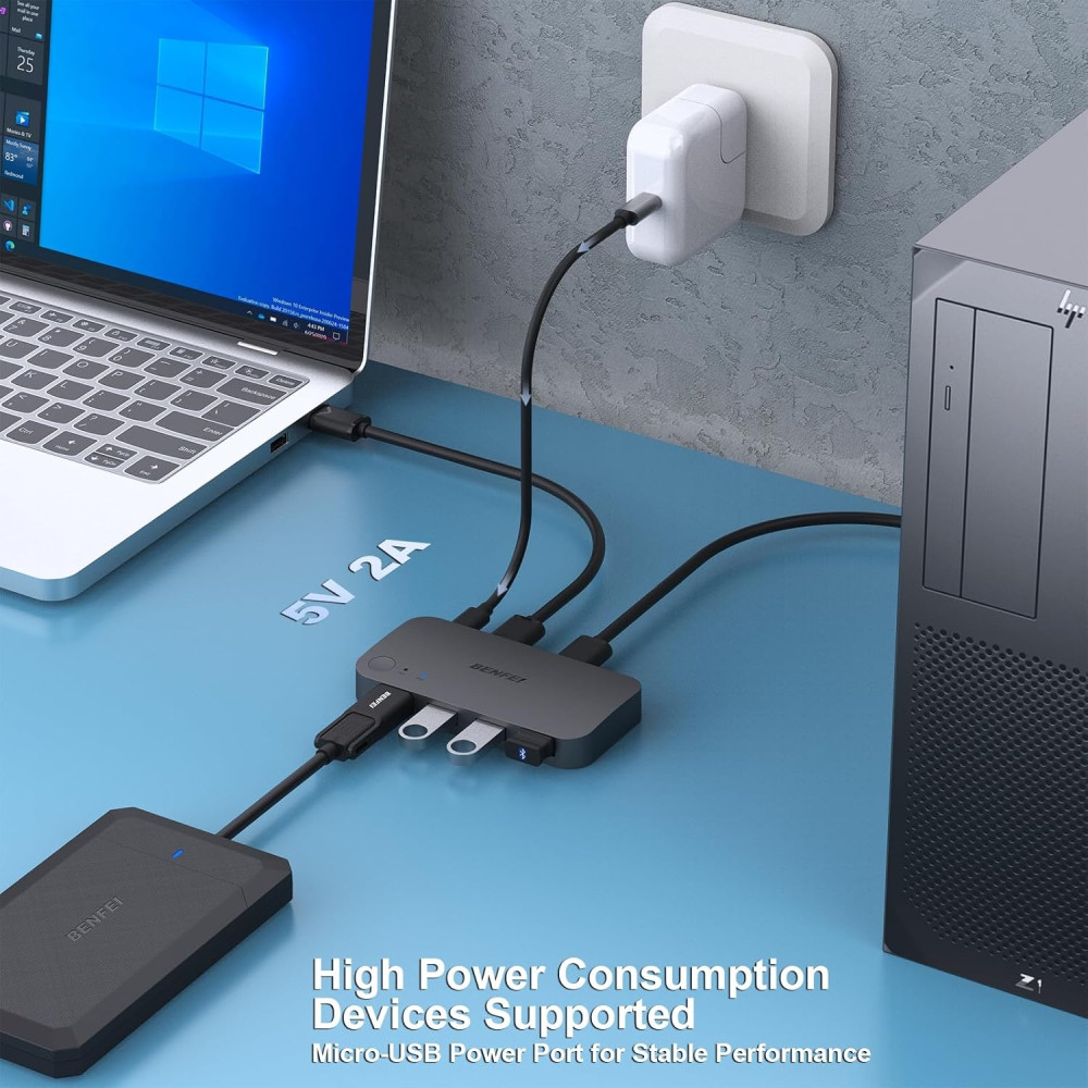 BENFEI 6971785943216 000354BK USB 3.0 Switch : 2 Computers Share 4 USB for PC / Mouse / Keyboard / Printer / Scanner