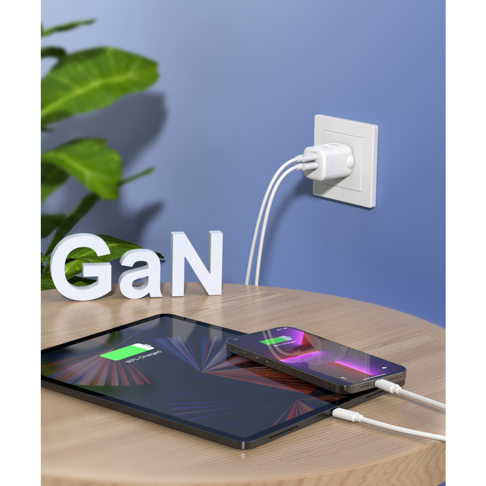 Choetech 6932112101716 PD5006 GaN USB-A + USB-C Dual port PD PPS 33W wall charger - Image 6