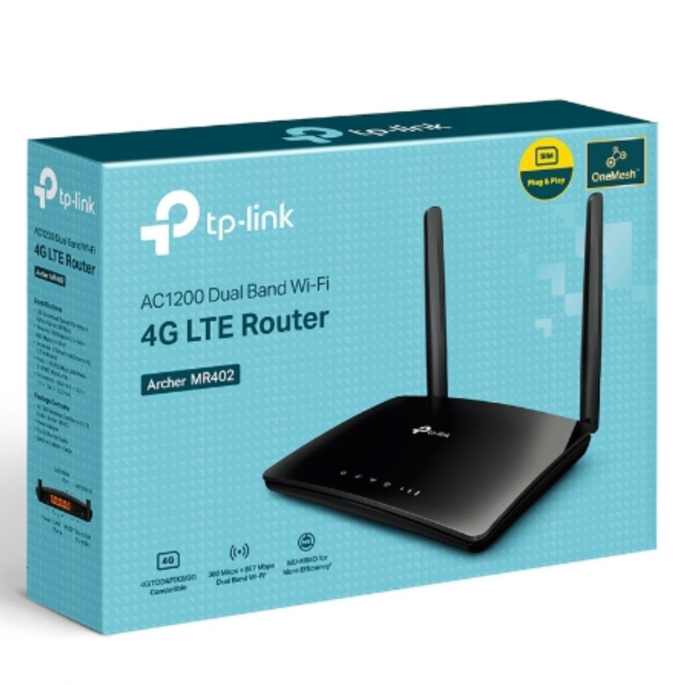 TP-LINK ARCHER MR402 AC1200 Wireless Dual Band 4G LTE Router, 867 Mbps at 5 GHz + 300 Mbps at 2.4 GHz, 4G Cat4 150/50 Mbps - Image 1