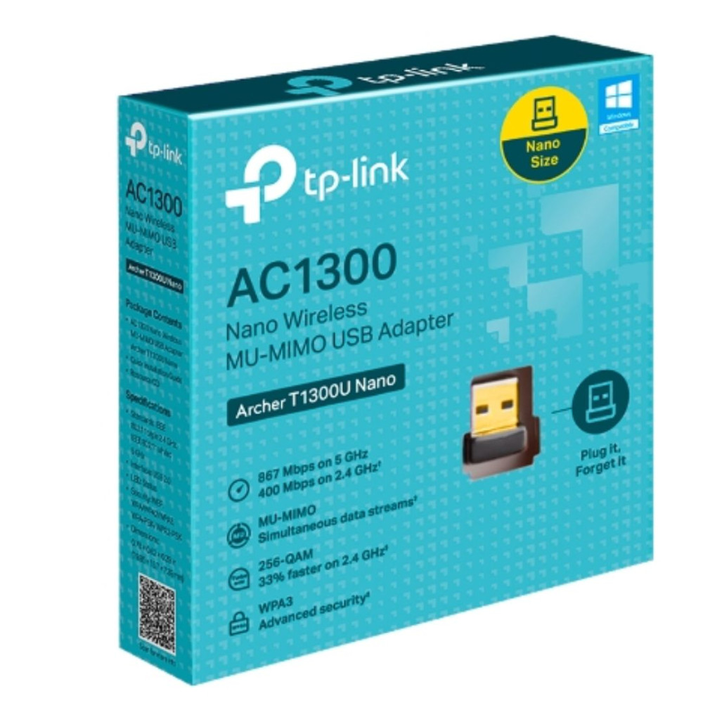 TP-LINK ARCHER T1300U NANO AC1300 Nano Wireless MU-MIMO USB Adapter, 1201 Mbps at 5 GHz + 574 Mbps at 2.4 GHz, 5G NR 4.67Gbps/1.25Gbps, LTE support C - Image 1