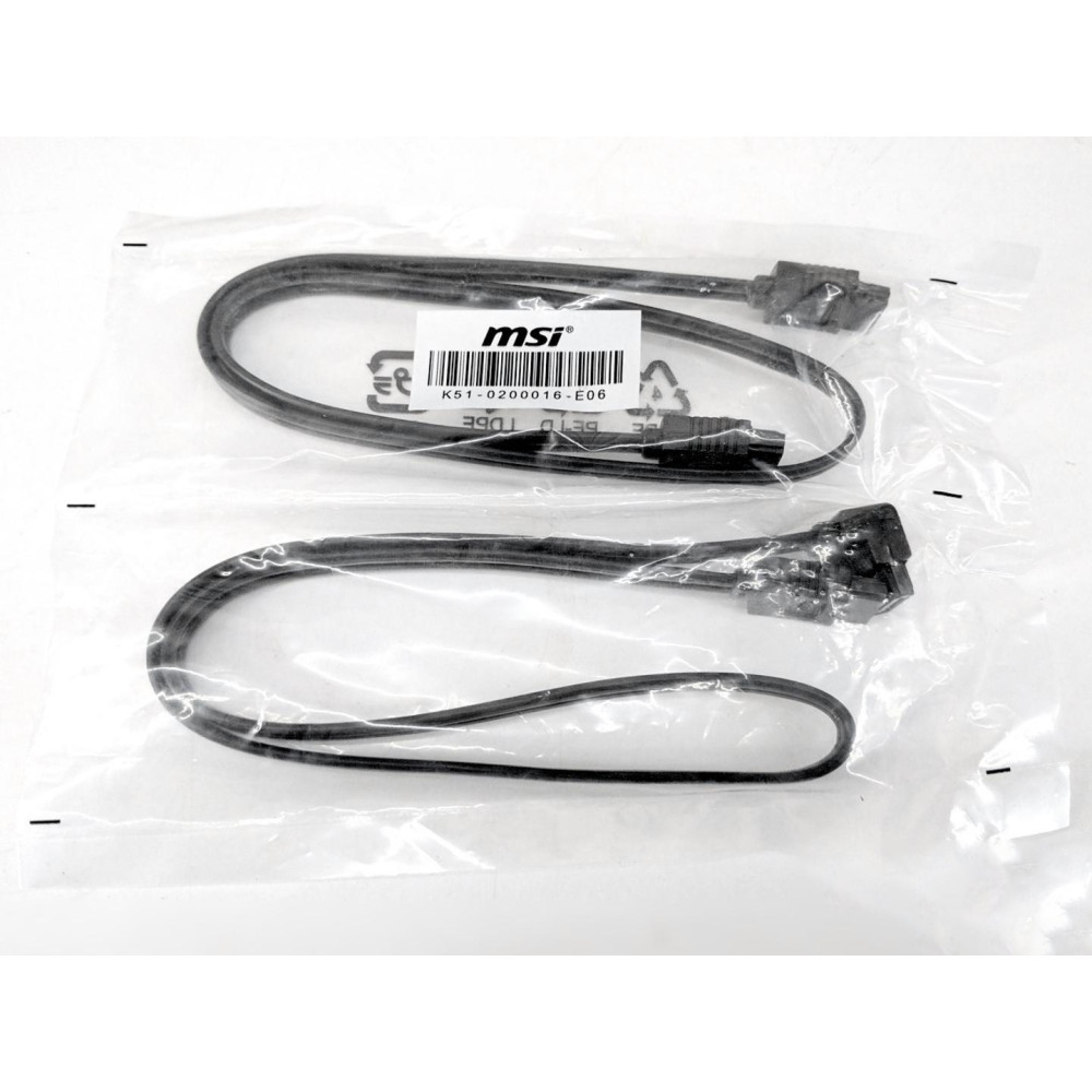 MSI MSI-SATA-BK 4 x SATA 3 III 3.0 Data Cable 6Gbps for HDD SSD with Angle and Lead Clip - Image 1