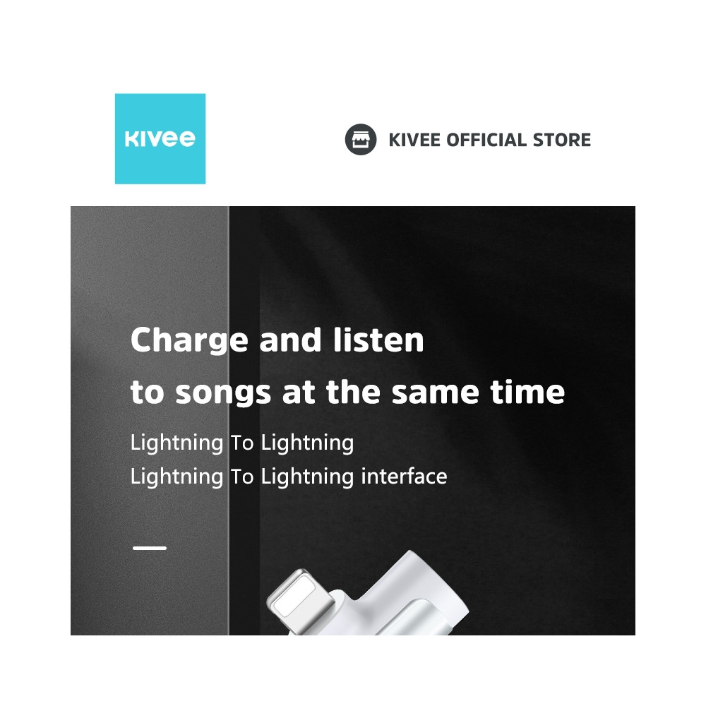KIVEE 6941256113219 AD11 - 2 in 1 Lightning to Lightning Adapter Jack Phone Call Support - White - Image 3
