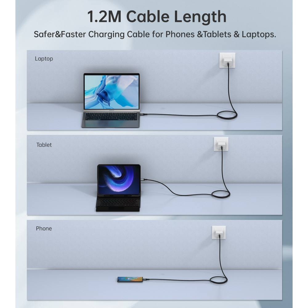 Choetech 6932112109637 XCC-1042 USB4.0 (40Gbps) 240W with Video & Audio support 8K @ 60hz Thunderbolt 3 USB-C to C Braided Cable 2M - Image 10