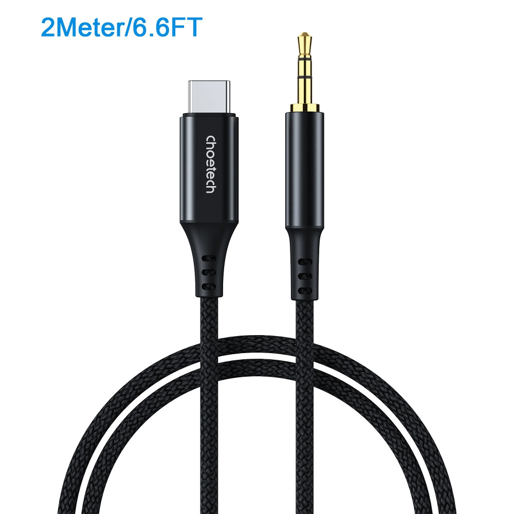 Choetech 6932112104151 AUX008 USB-C to 3.5mm Audio Braided Cable 2M - Image 1