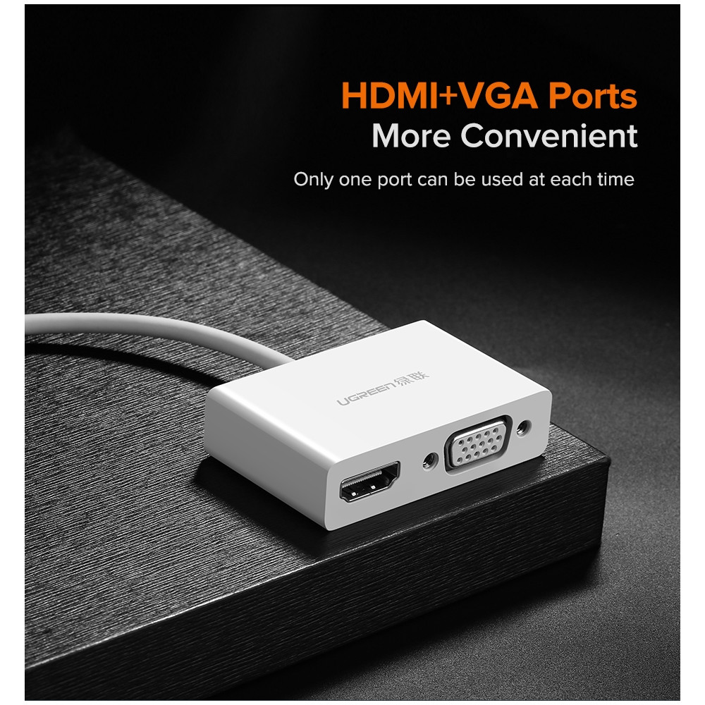 UGREEN 6957303838431 30843 Type C to VGA female+HDMI converter - White - Image 2