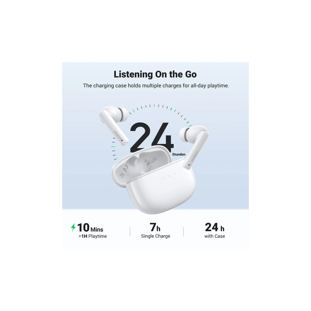 UGREEN 6957303892068 90206 HiTune T3 Active Noise-Cancelling Wireless Earbuds (White) - Image 2