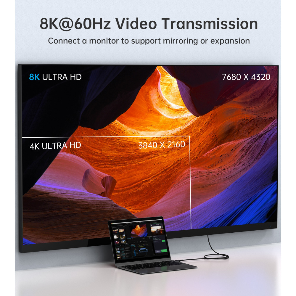 Choetech 6932112106254 XCC-1040 USB4.0 (40Gbps) 240W with Video & Audio support 8K @ 60hz Thunderbolt 3 USB-C to C Braided Cable 1.2M - Image 9