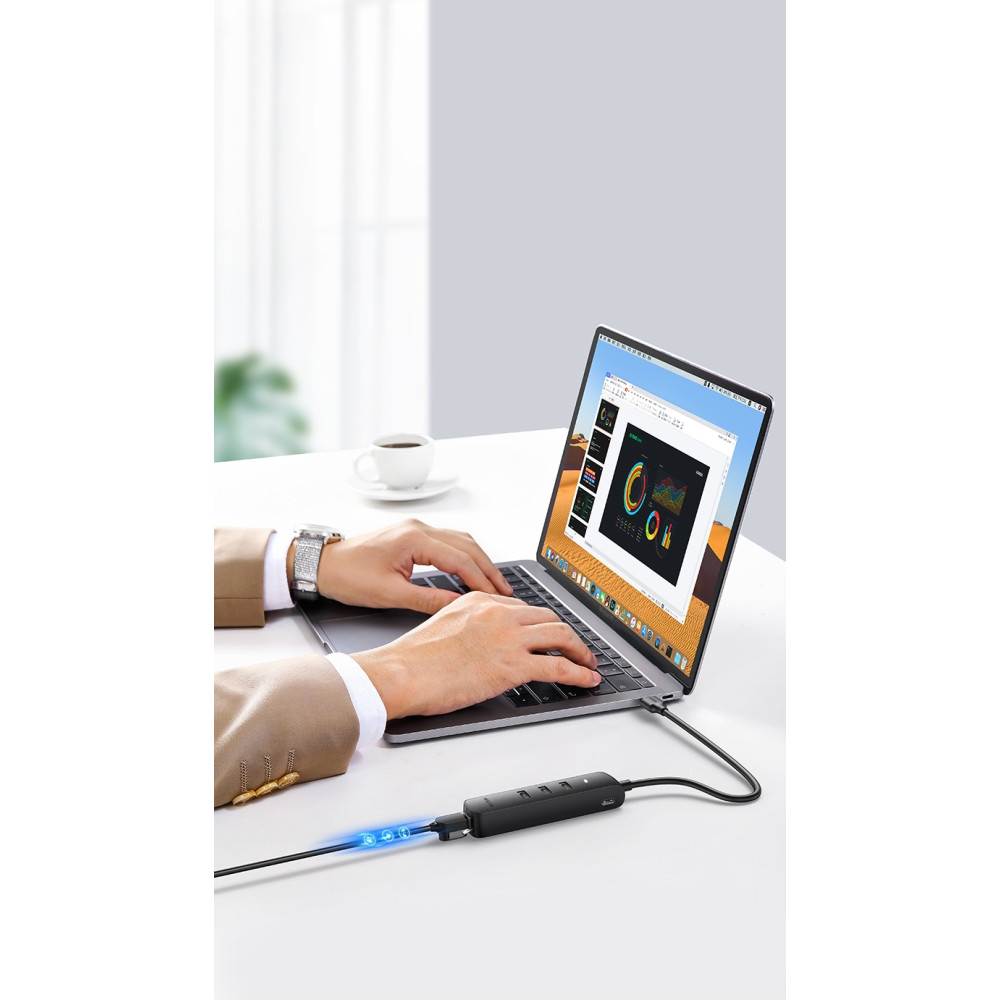 UGREEN 6957303829842 20984 USB-A to 10/100 Mbps RJ45 Ethernet Adapter + 3 port USB-A HUB - Image 4