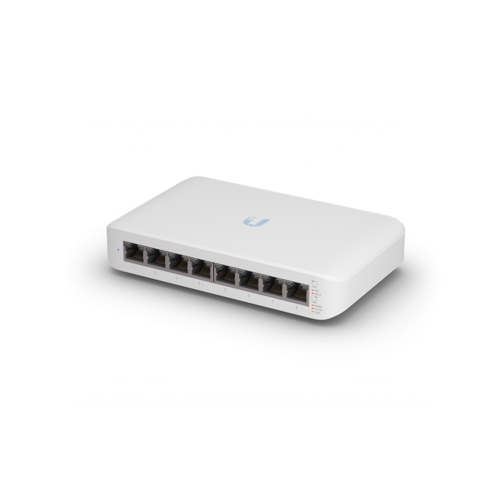 Ubiquiti USW-LITE-8-POE UniFi SWITCH LITE 8 POE, 8 GbE PORT(4 PoE+), 52W , WALL MOUNT KIT INCLUDED, 1YR - Image 1