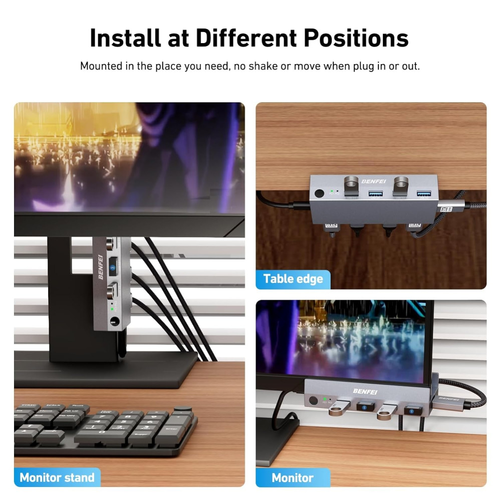 BENFEI 6971785943544 000355GY USB 3.0 HDMI KVM Switch(8K@60Hz) with 4 USB 3.0 Ports for 2 Computers Sharing Monitor Keyboard Mouse - Image 4