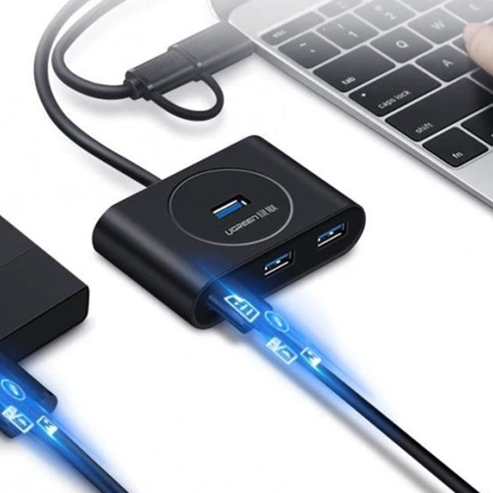 UGREEN 6957303848508 40850 USB3.0+USB-C 2 in 1 to USB-3.0 4 Port Hub Black with 1M cable - Image 2
