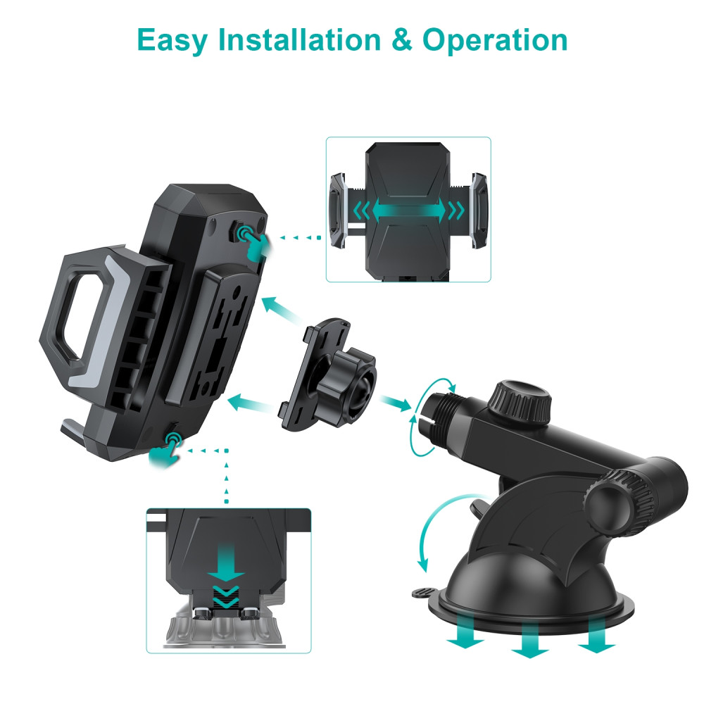 Choetech 6971824976151 T521-F 15W Fast Wireless Charging Car Dock - Image 4