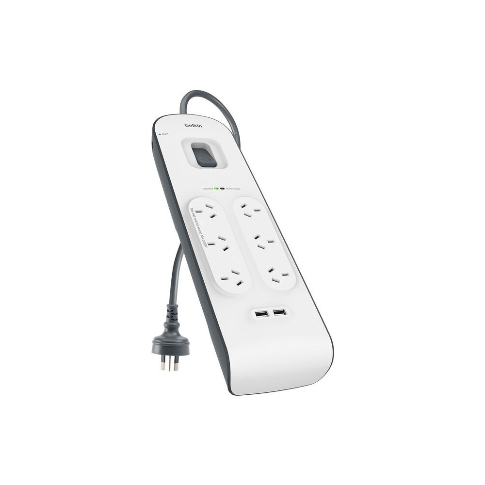 Belkin BSV604AU2M SURGEPLUS 6-OUTLET USB (2.4A) SURGE PROTECTOR WITH 2M CORD - Image 1