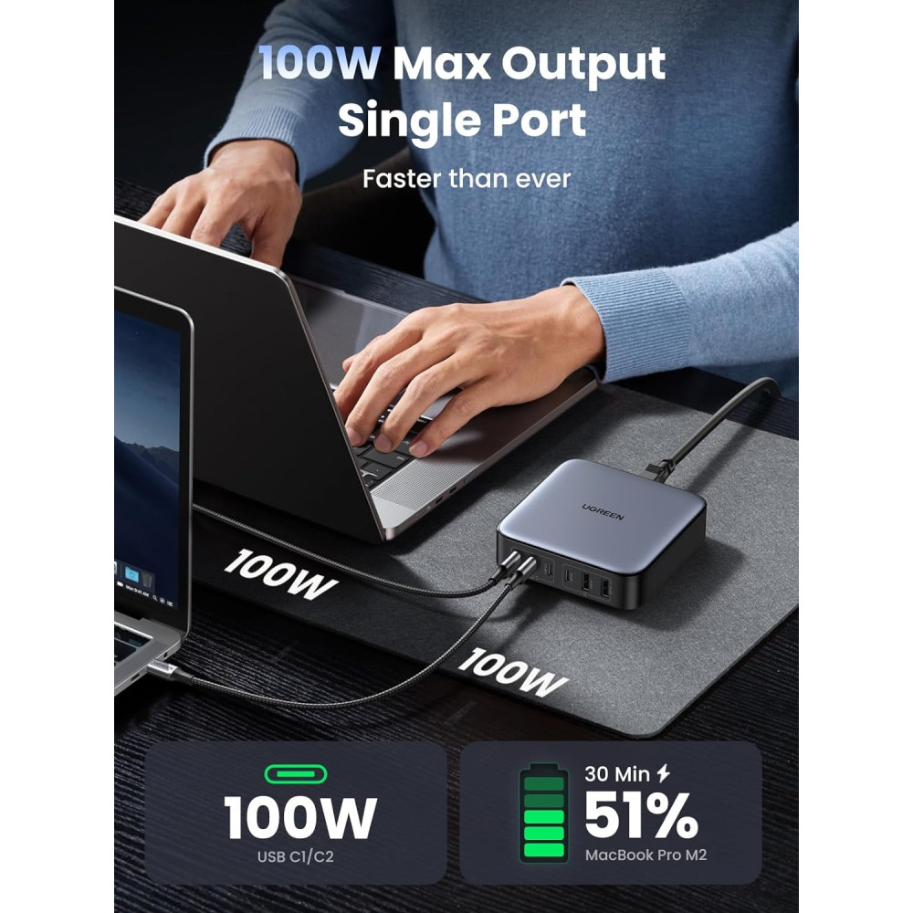 UGREEN 6941876244614 35044A - 200W USB C Desktop Charger Nexode 6 Ports GaN PD Fast Charging Adapters - Image 6