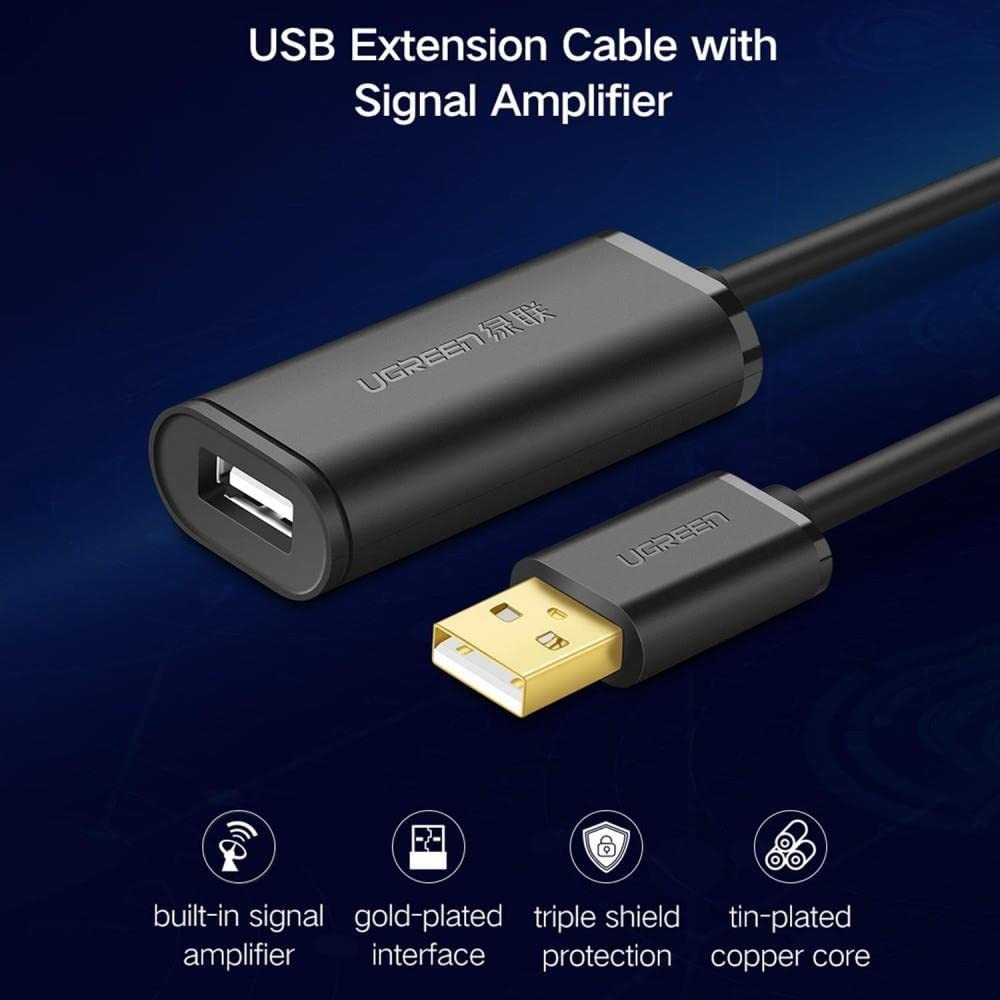 UGREEN 6957303813216 10321 USB 2.0 Active Extension Cable with Chipset 10m (Black) - Image 2