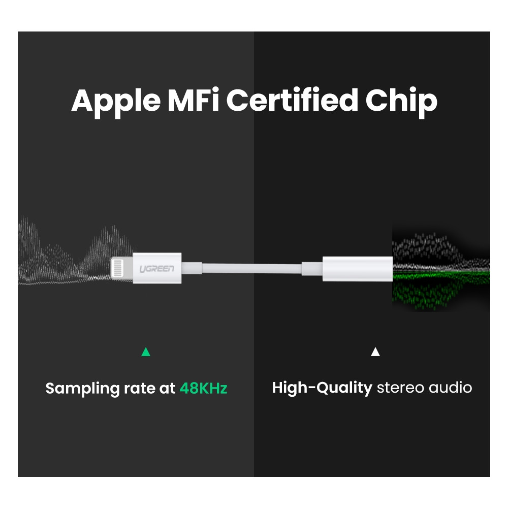 UGREEN 6957303837595 30759 Lightning to 3.5mm Audio Adapter White - Image 1