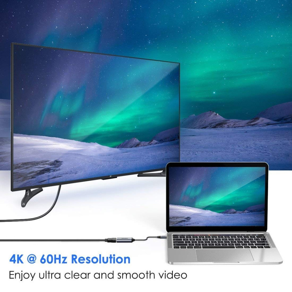 Choetech 6932112111739 HUB-H21 USB-C to HDMI 4k@60Hz Braided Video Cable Cord Adapter - Image 4