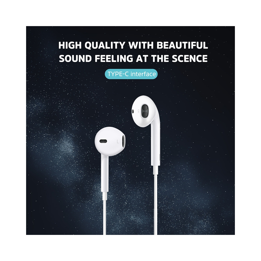 KIVEE 6941256102428 MT31 Earphone with Type C interface 1.2M White (Not for Samsung & Apple) - Image 3
