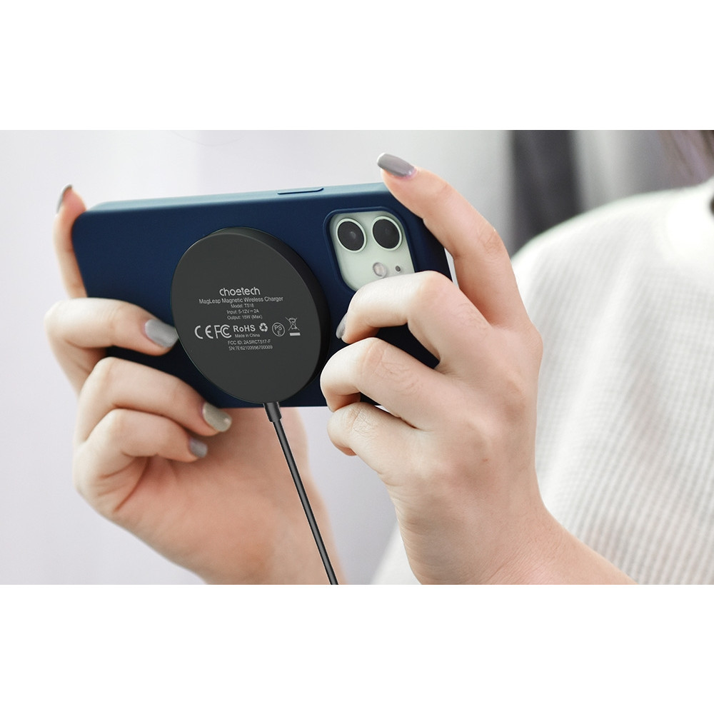 Choetech 6932112104694 T518-BK 15W Magnetic Wireless Charger MagSafe for iPhone 12-17 1M Black - Image 1