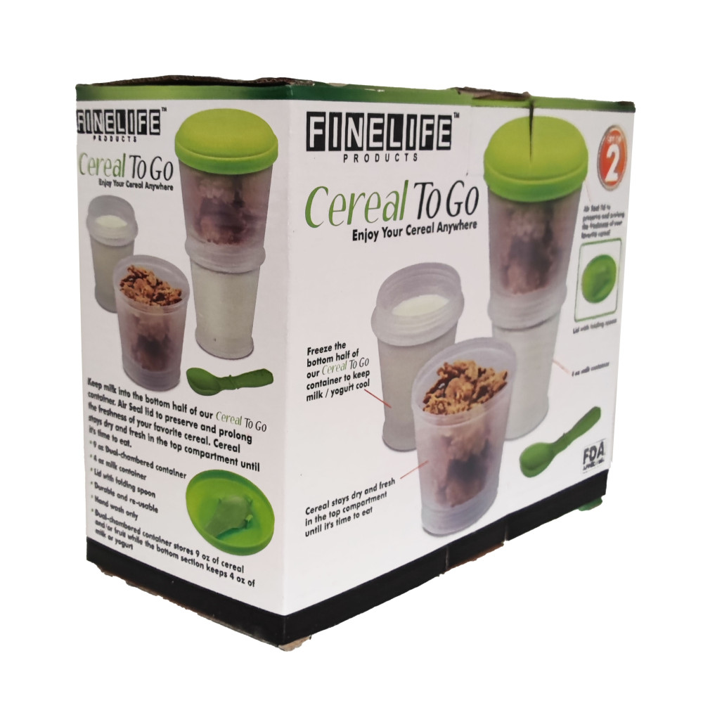 Unknown NV-00681 Finelife Cereal to Go Dual-Chambered Container with Folding Spoon - Image 3