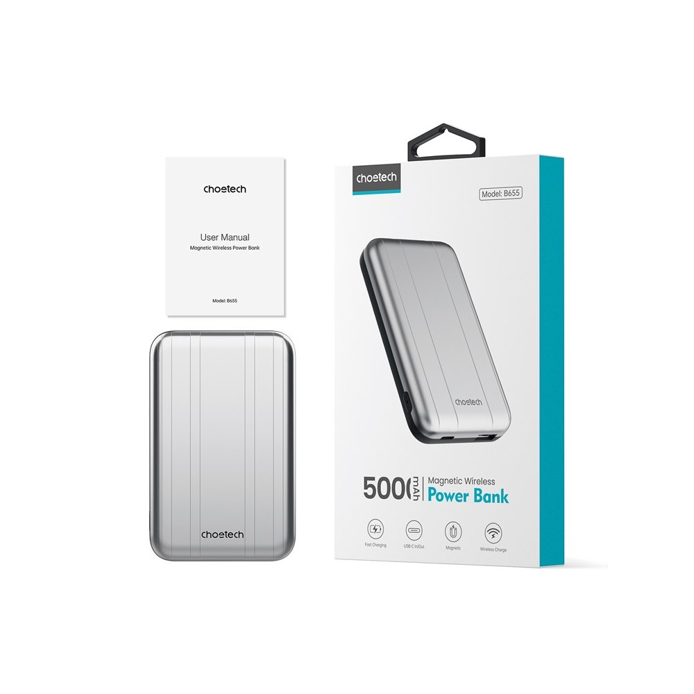 Choetech 6932112104779 B655-SL Magnetic Wireless Power Bank 10W, 5000mAh - Image 9