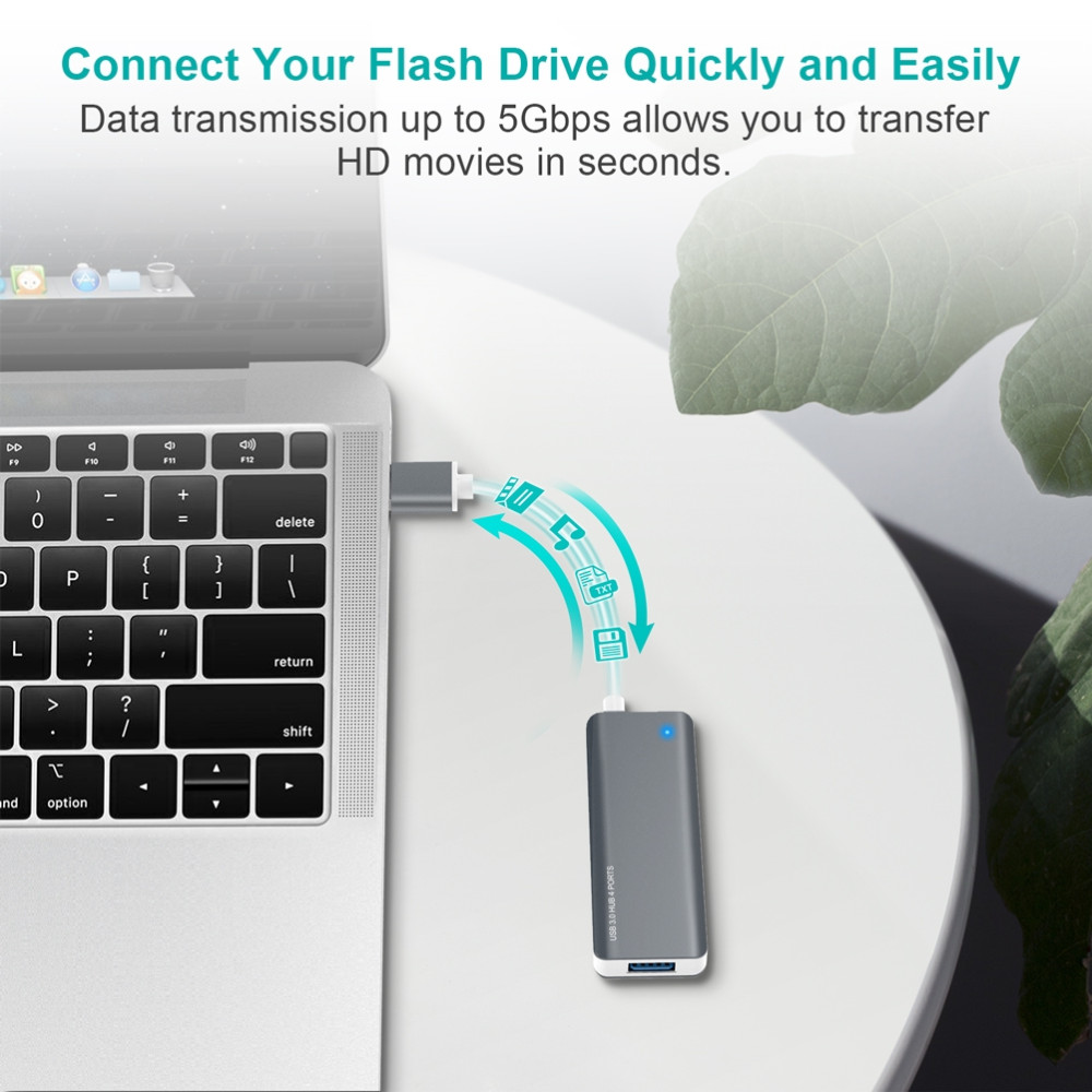 Choetech 6932112102645 HUB-U03 Ultra Mini USB3.0 to 4 * USB 3.0 port Hub - Image 5