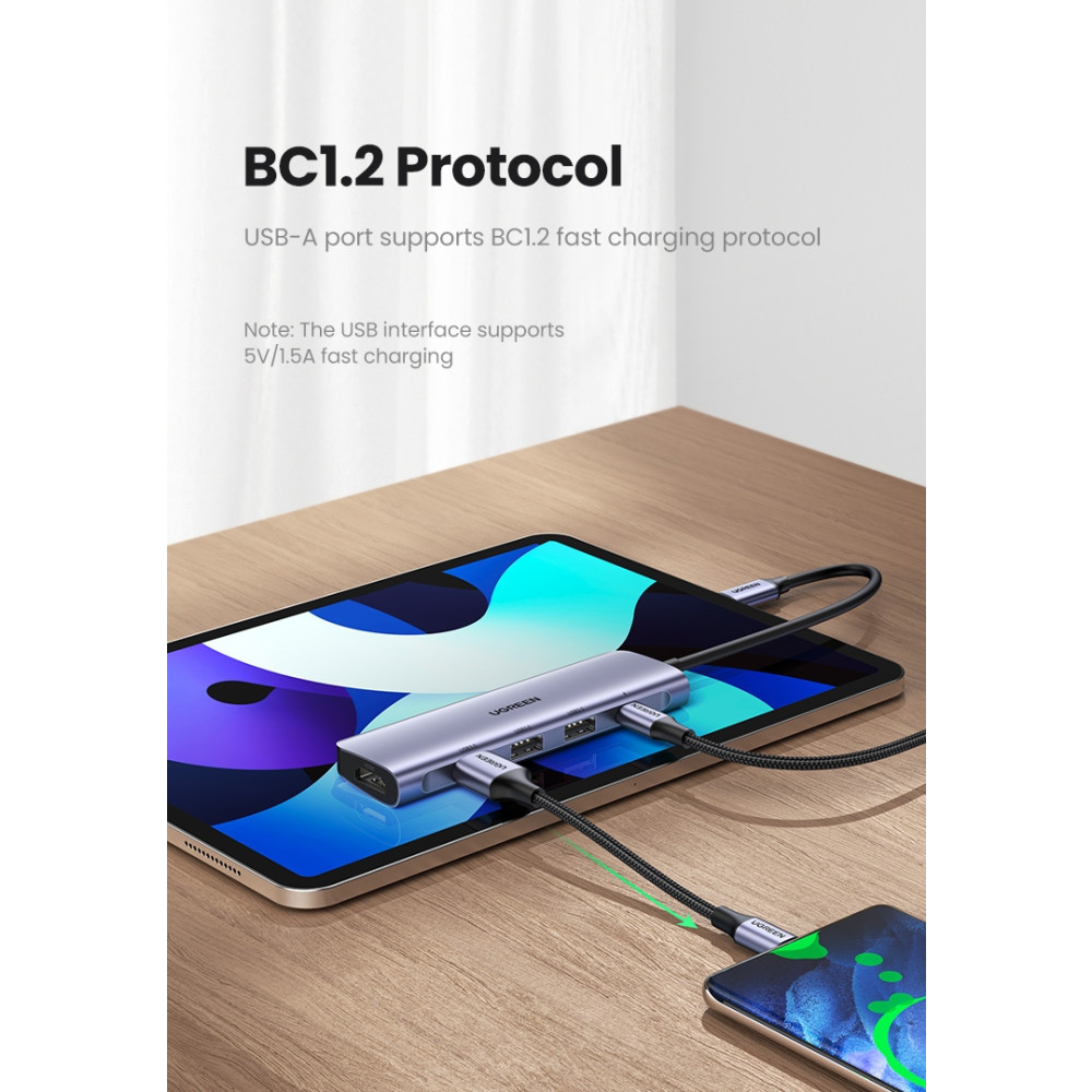 UGREEN 6957303852093 50209 USB Type C 5 in 1 Multifunction Adapter- HDMI+USB3.0*3+Type C PD Power converter - Image 7